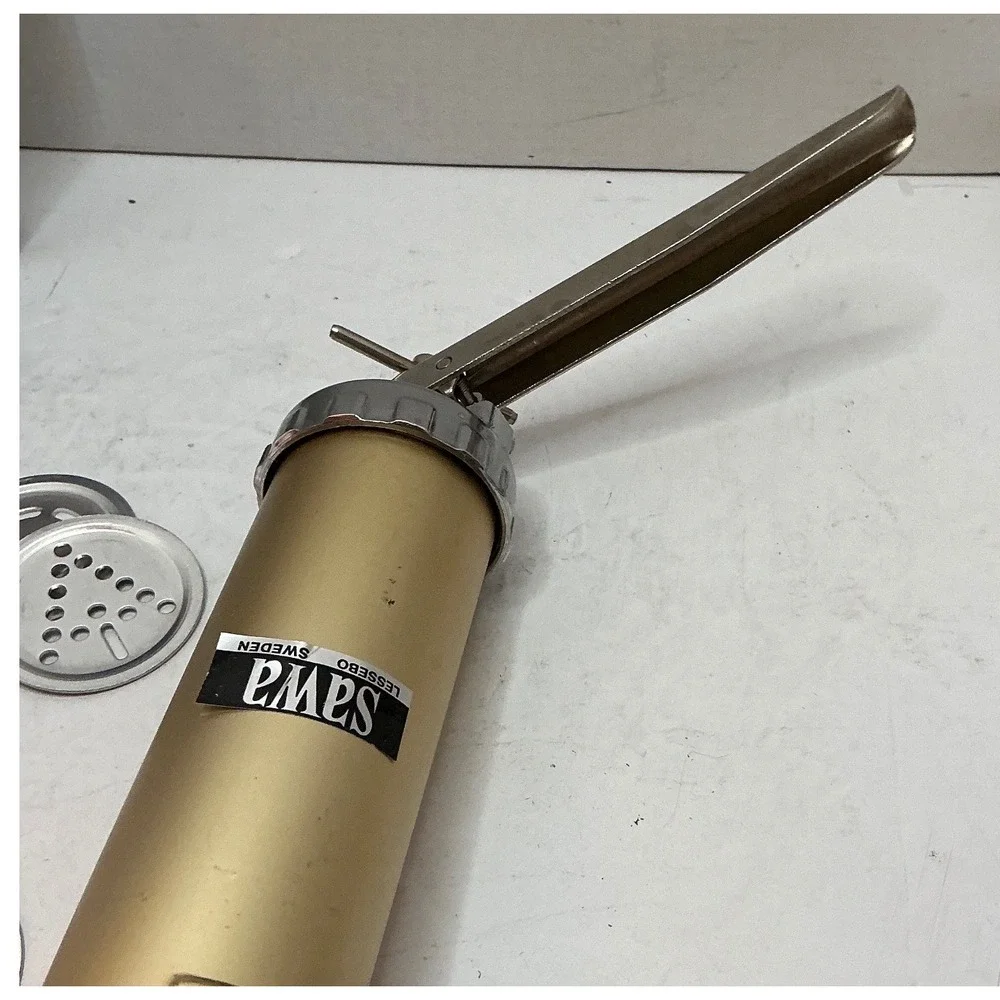 Sawa Vintage Cookie Press 2000 De Luxe Made in Sweden Gold Metal Kitchen Tool